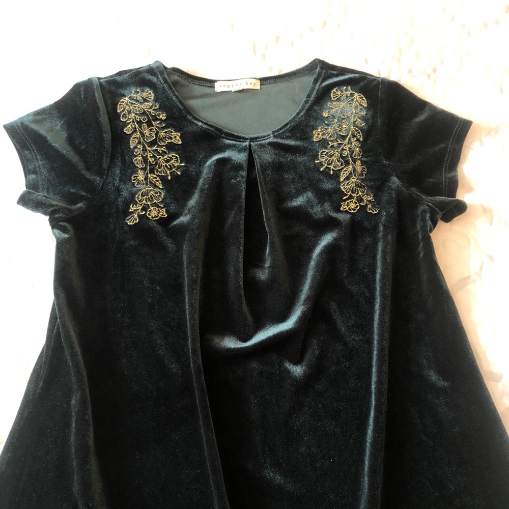 Girl velvet olive/army green dress size 10